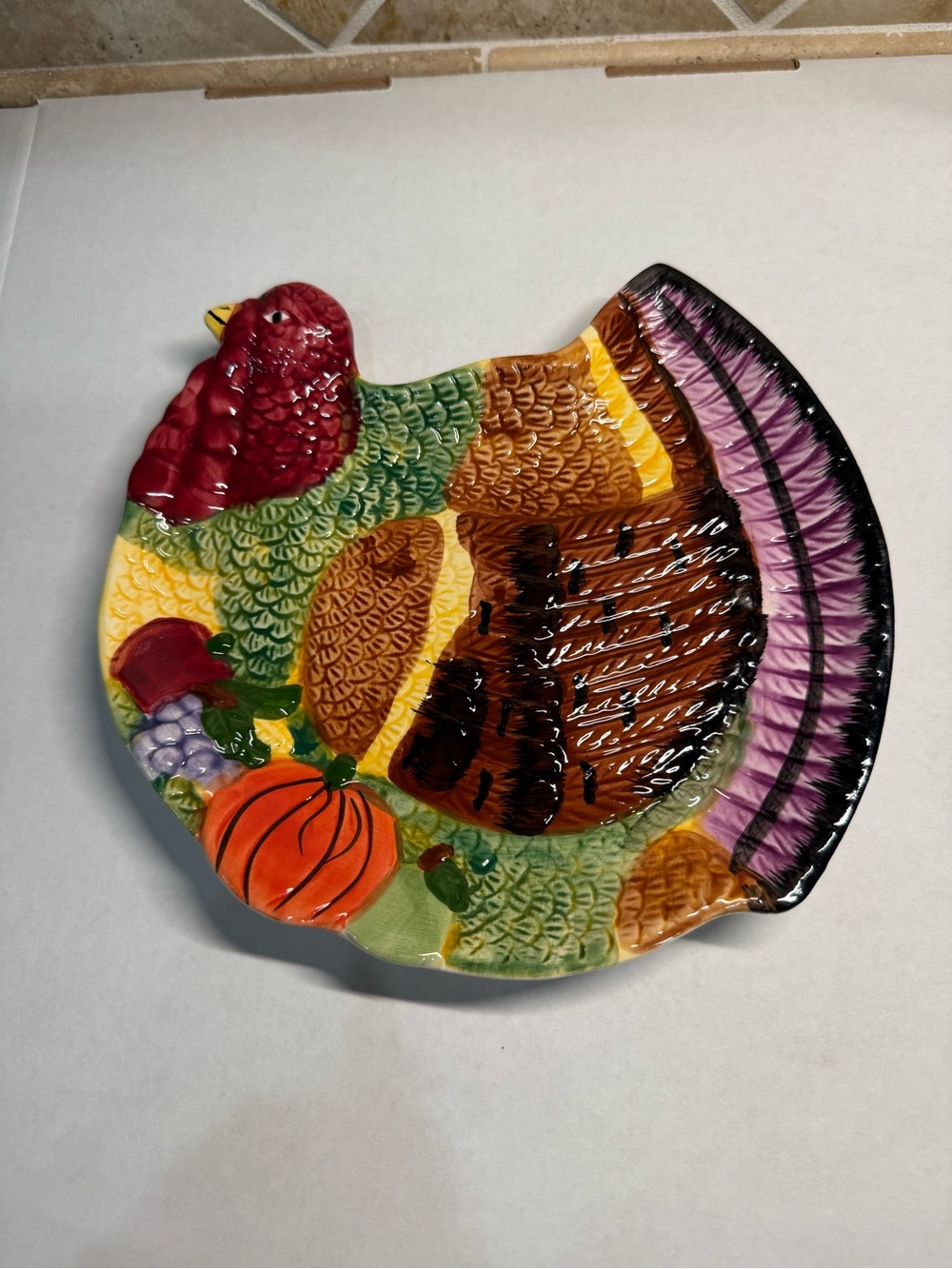 Greenbrier International Ceramic Turkey Serving Platter Thanksgiving Fall Harves